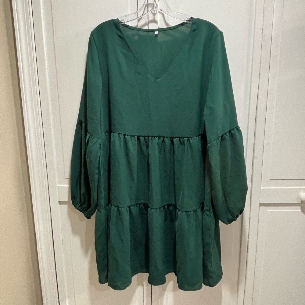 Chic Forest Green‎ Long Sleeve Dress Size Large